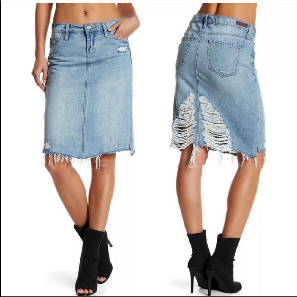 NWT Blank NYC Denim Raw Hem Pencil Jeans Skirt 25